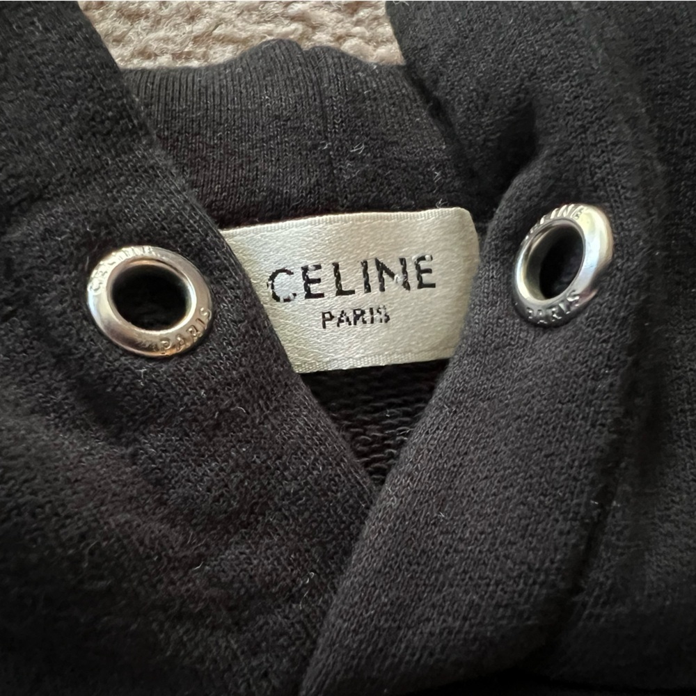 CELINE Paris Black Loose Hoodie in Cotton Fleece size Small Sweatshirt - Picture 8 of 10